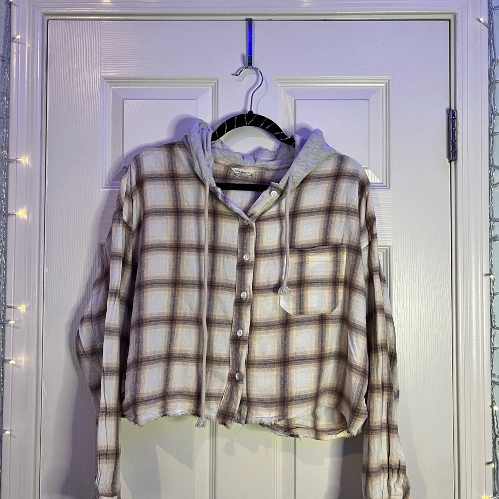Aeropostale Cropped Hoodie Flannel Size Large